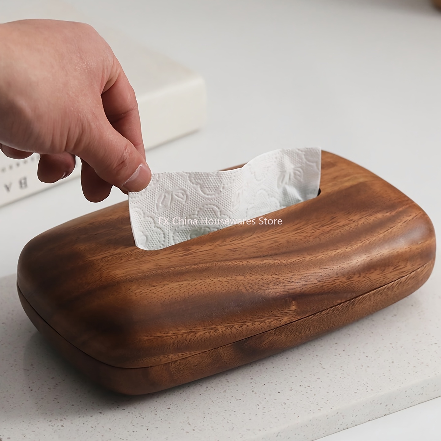 Walnut Wood Tissue Box Cover H - Agar Tissue Culture 评论和价格